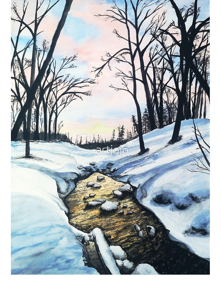 winter wonderland watercolor painting by artjojo