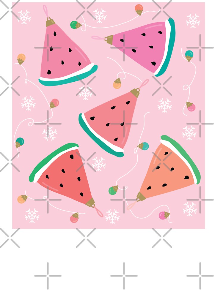 Watermelon Ornament -Pink Christmas Art Print by TheBrightInk