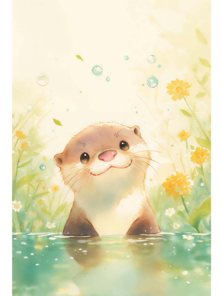 Smiling Otter in a Meadow of Sunshine by AshiraCreations