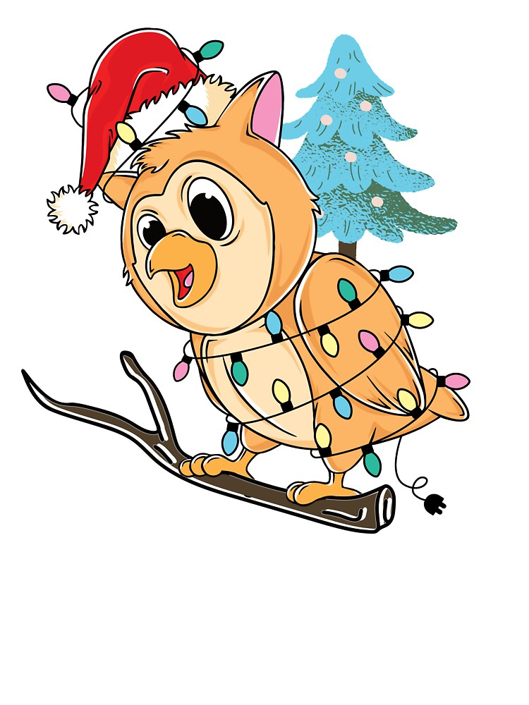 Funny Christmas Owl Xmas Lights Bird Lover by Betsytiptoe