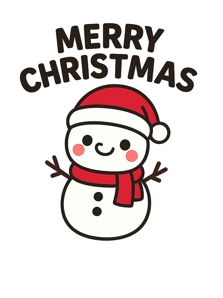 Merry Christmas Snowman | Cute Kawaii Snowman in Santa Hat | Holiday Winter Design by StyleLap