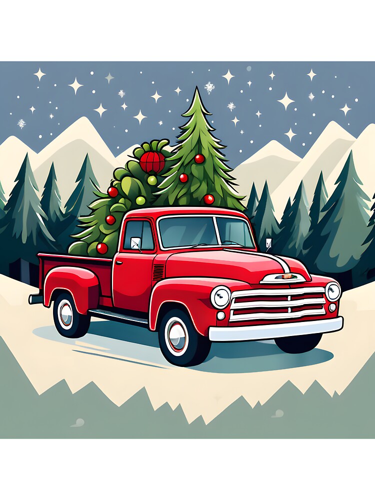 Red Christmas truck by Cardsurveyors
