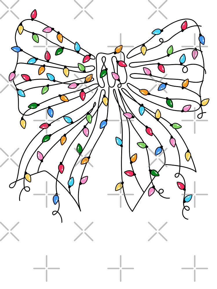 Festive Christmas Bow with Scattered Colorful Lights by CultDigHoriz