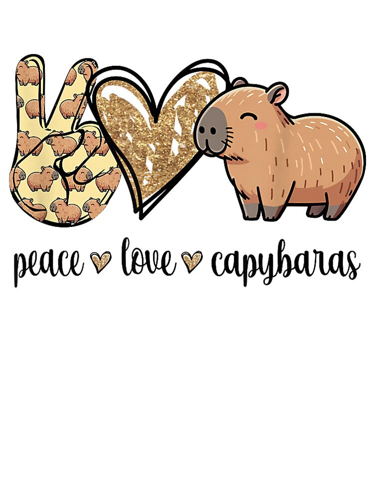 Kawaii Kids Womens Girls Peace Love Meme Lover Capybara Art for Men Women Kids , Capybara Gift Lover by DZIRI NAJAT