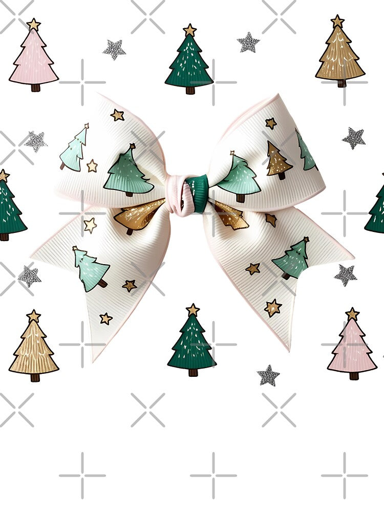 Christmas Bow with Small Tree Patterns – Perfect Holiday Decor and Gifts by LoliDesignShop