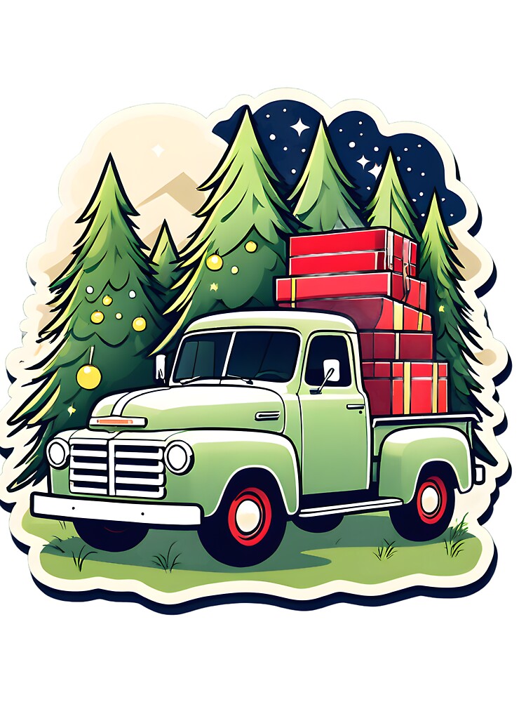 Christmas gift old farm truck by Cardsurveyors