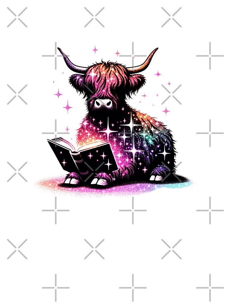 Glitter Highland Cow Reading by TheAnimalZ00