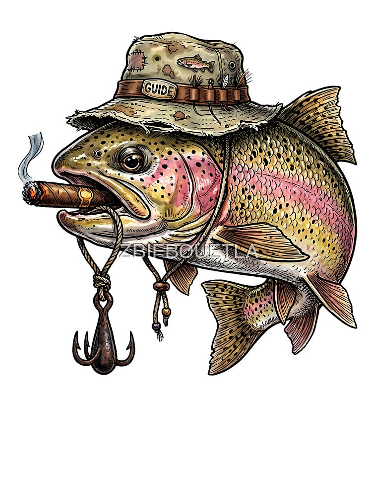 Funny Smoking Trout Fish Vintage Angler Humor Retro Fisherman by ZBIFBOUETLA