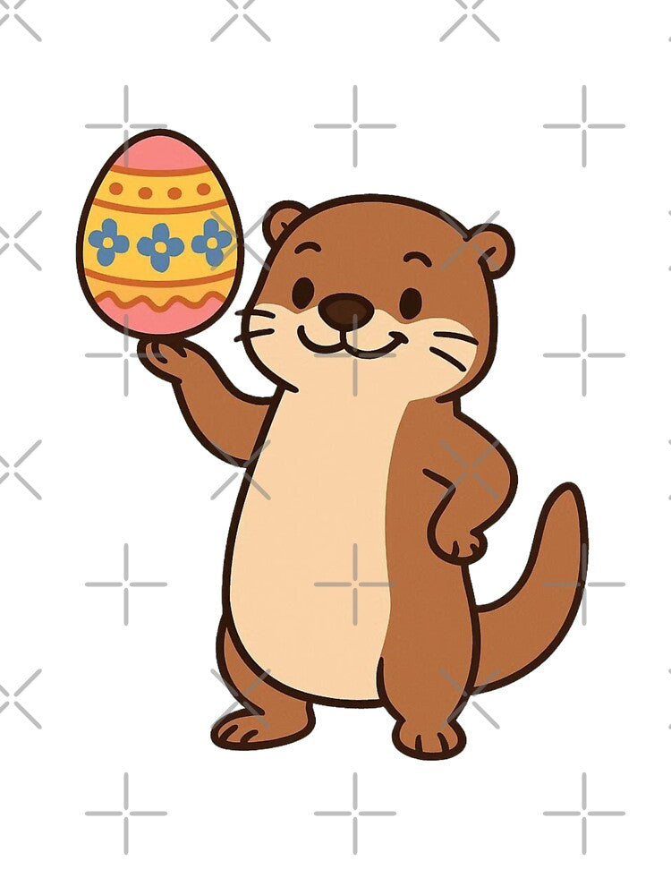 Playful Otter Balancing Easter Egg – Cute Spring Animal Character by Confuzz1ed