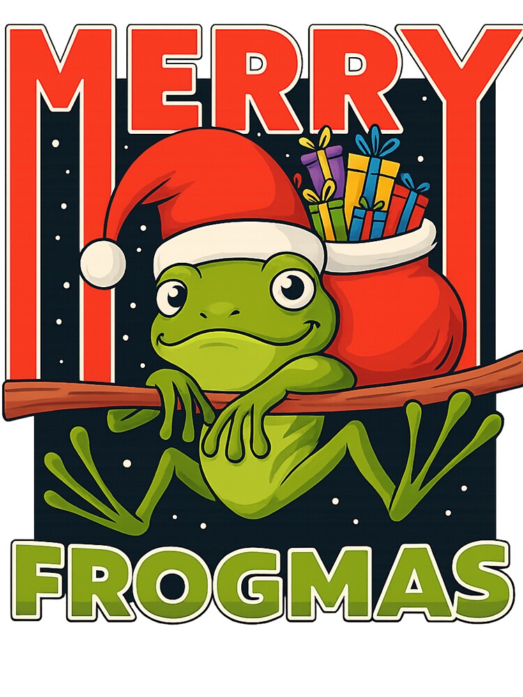 Merry Frogmas Funny Christmas Frog Santa Hat Pun by haitrieuic96