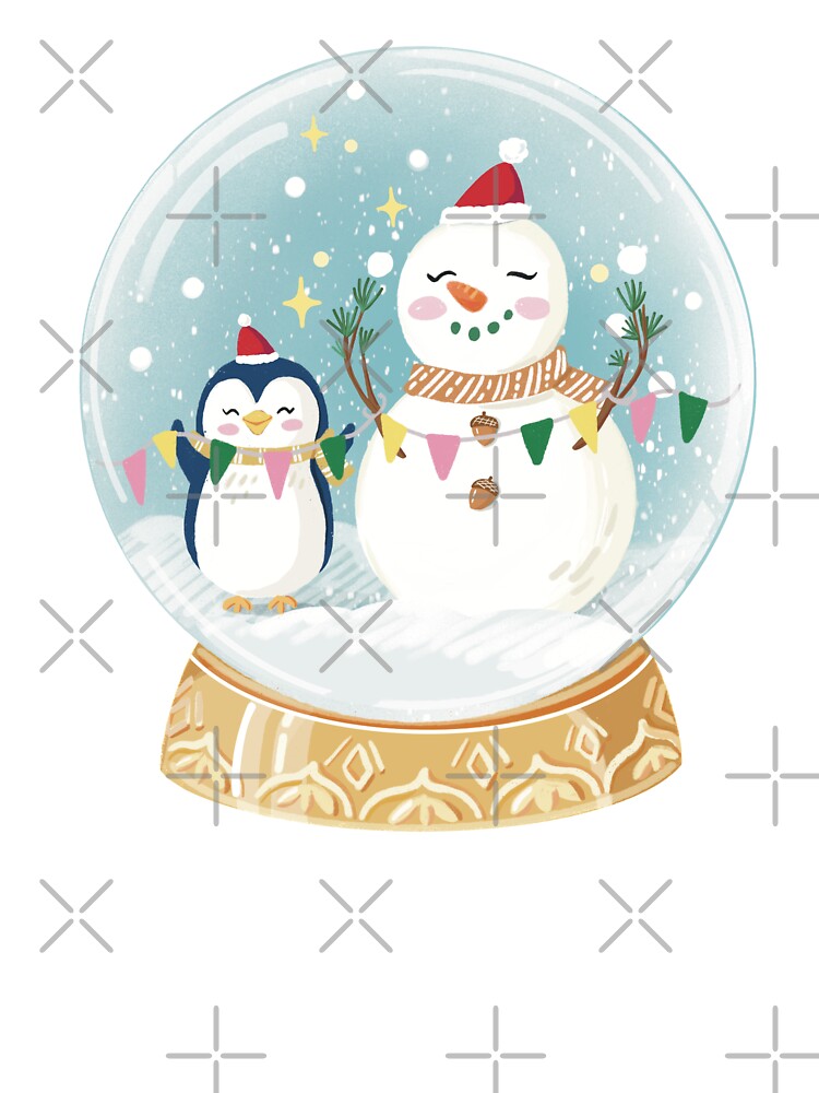 penguin and snowman snow globe by Yunipop