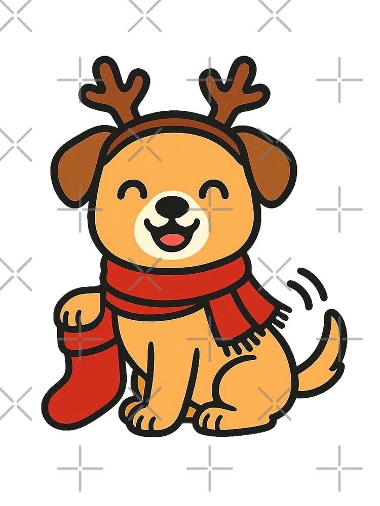 Dog with Antlers and Scarf – Festive Christmas Pup by Confuzz1ed