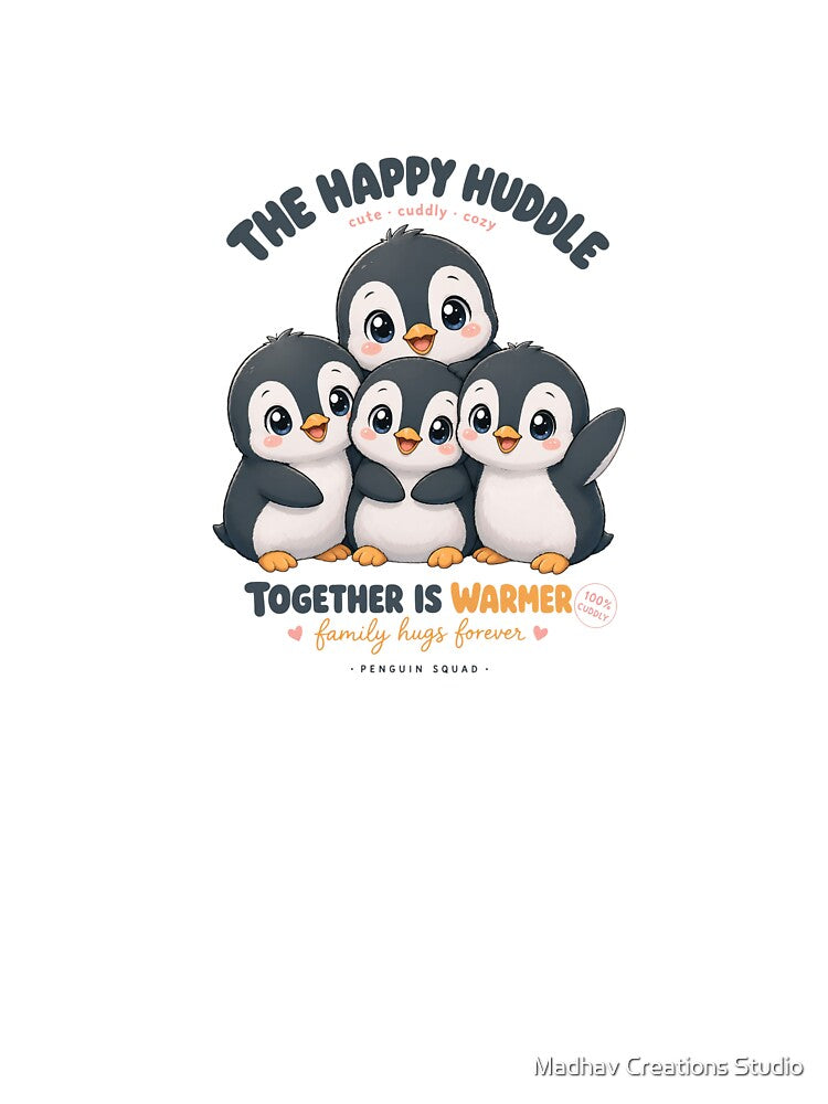 The Happy Huddle Cute Baby Penguins Family Hug Squad by Madhav Creations Studio