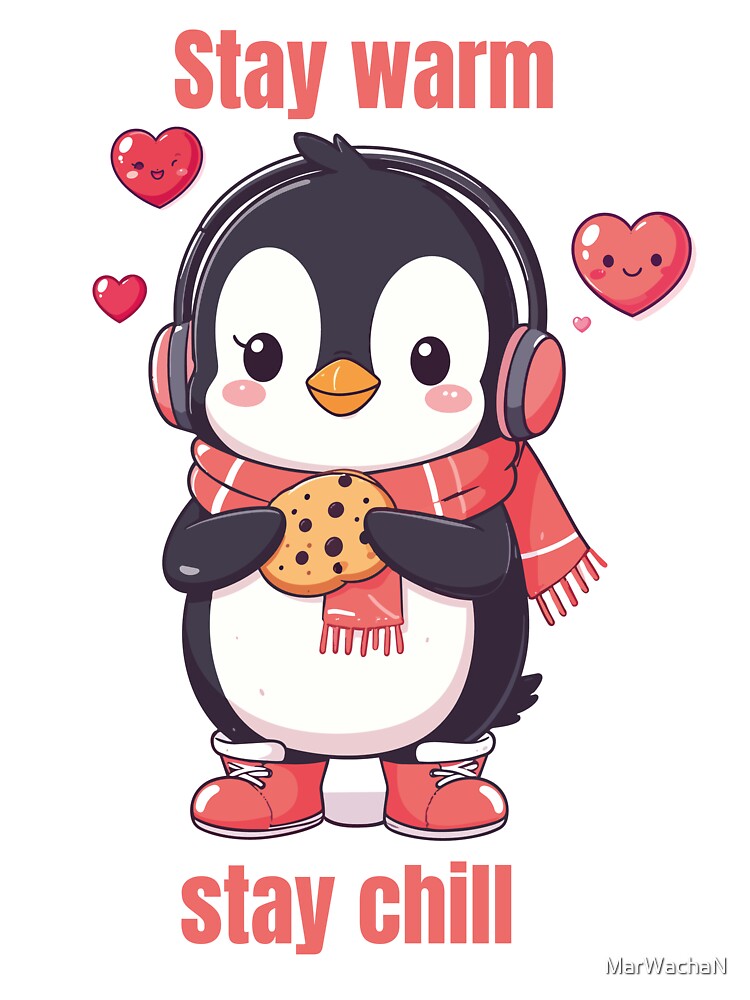 Little Penguin Winter Style - Penguin Winter Music Illustration by MarWachaN