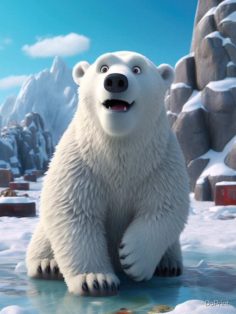 Adorable Cartoon Polar Bear Design - Cute and Whimsical Art for Polar Bear Enthusiasts by DoPrint