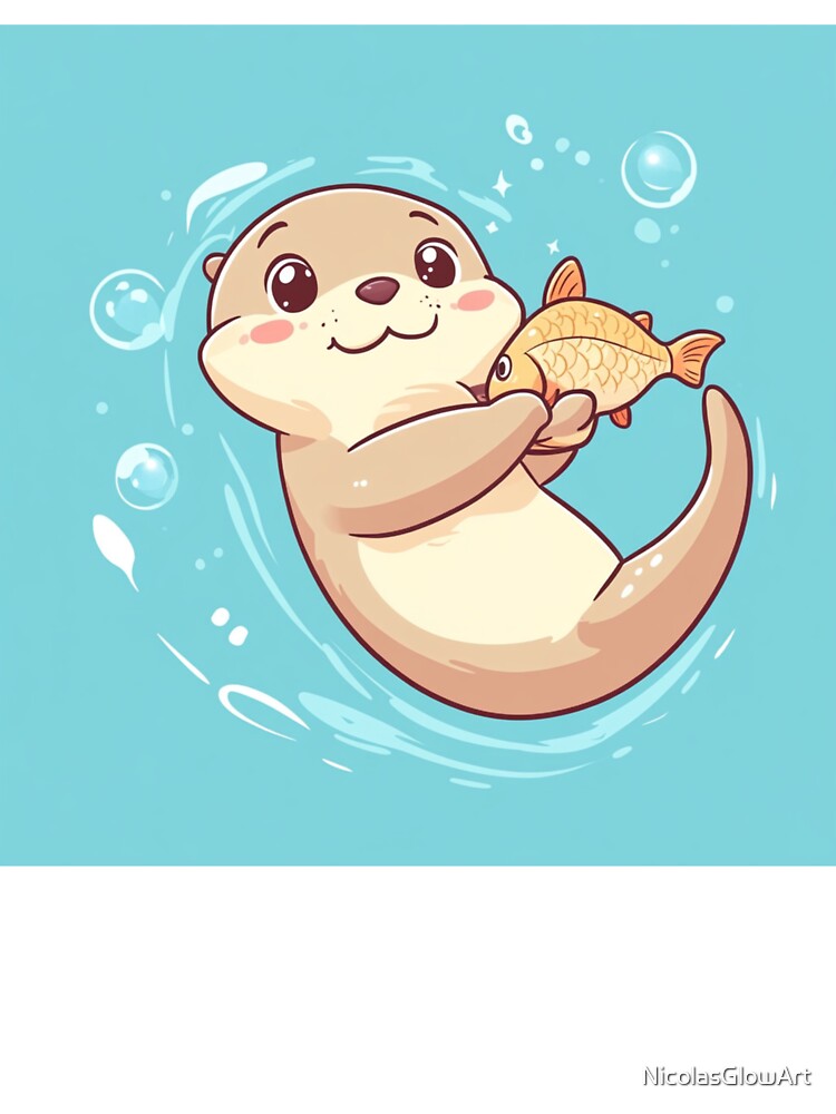 Cute Otter Swim by NicolasGlowArt