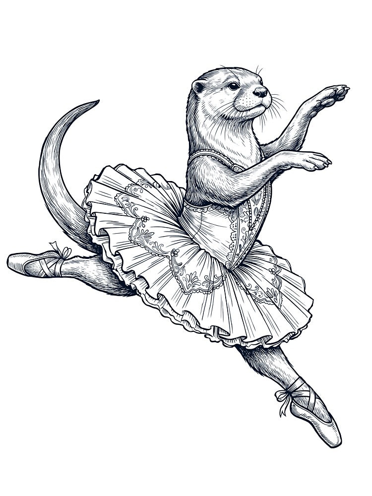 Vintage Otter Ballet Dancer Ballerina Animal Lover by dian-rody-crest