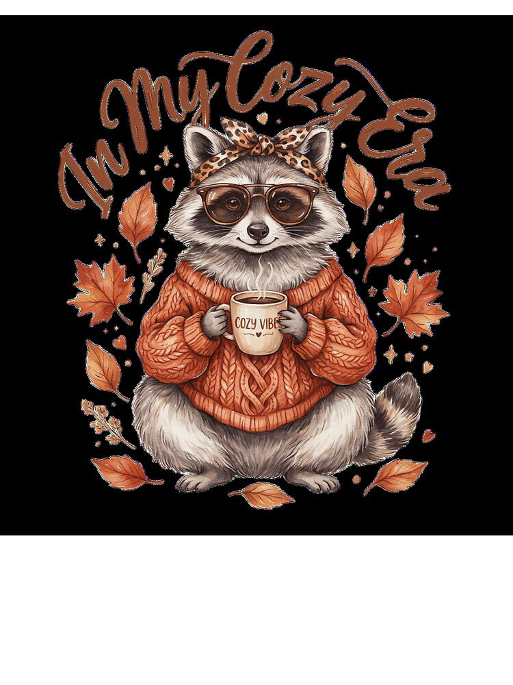 In My Cozy Era Cute Raccoon with Coffee and Autumn Sweater Design by Kellanfrost33