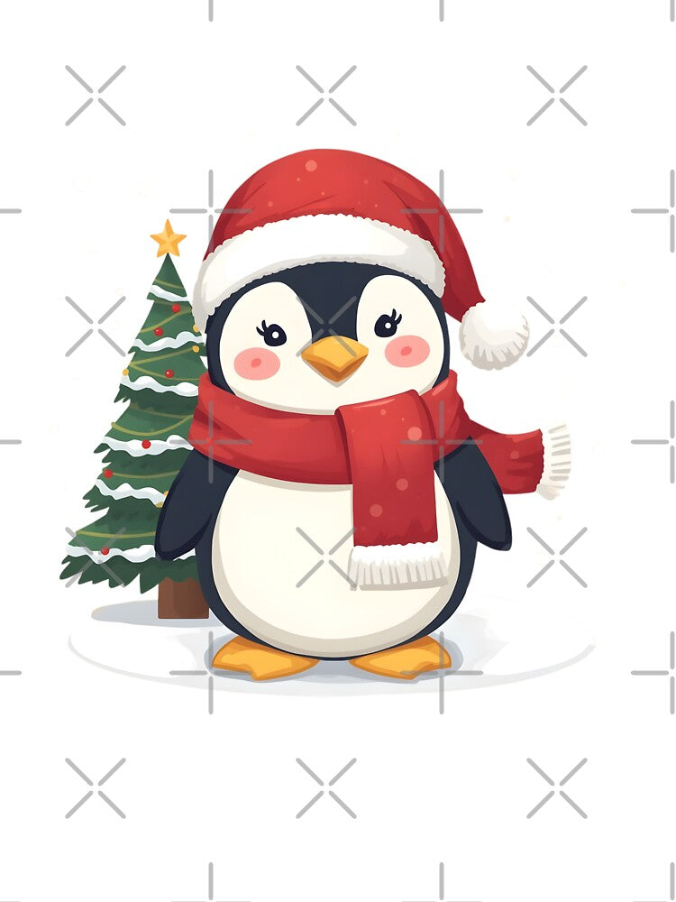 Santa Penguin – Cute Christmas Animal Art by Kavya Art