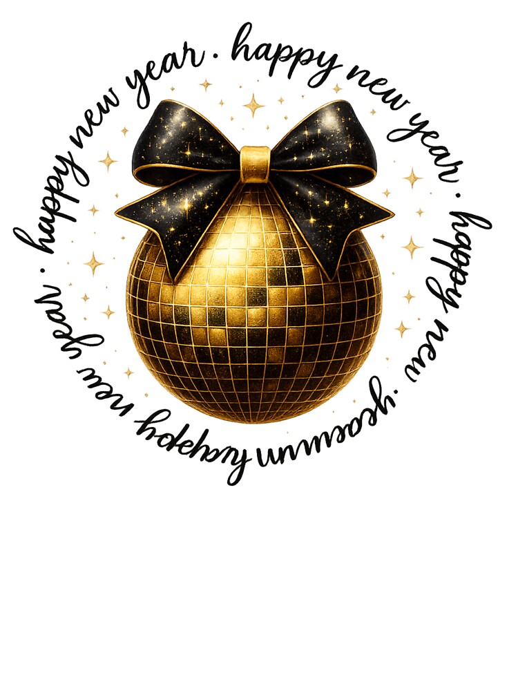 Elegant Golden Disco Ball Ornament | Luxe Happy New Year Design | Sparkling Holiday Celebration Art by EverlaPrints