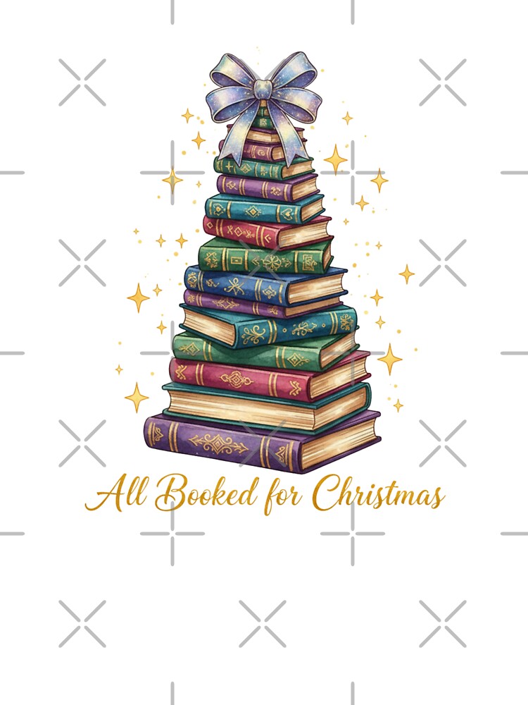 All Booked for Christmas Bookworm Holiday Design by Marie Gems