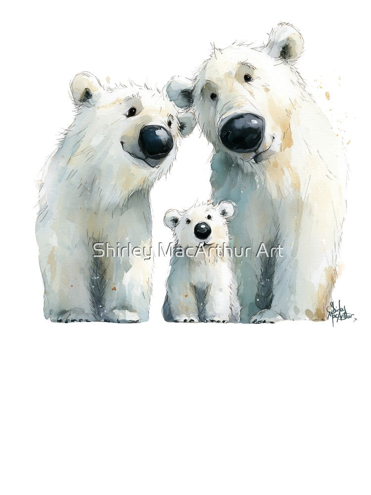 Cute Polar Bear Family ' Polar Bear Bliss ' BY SHiRLeY MacARTHuR by Shirley MacArthur Art