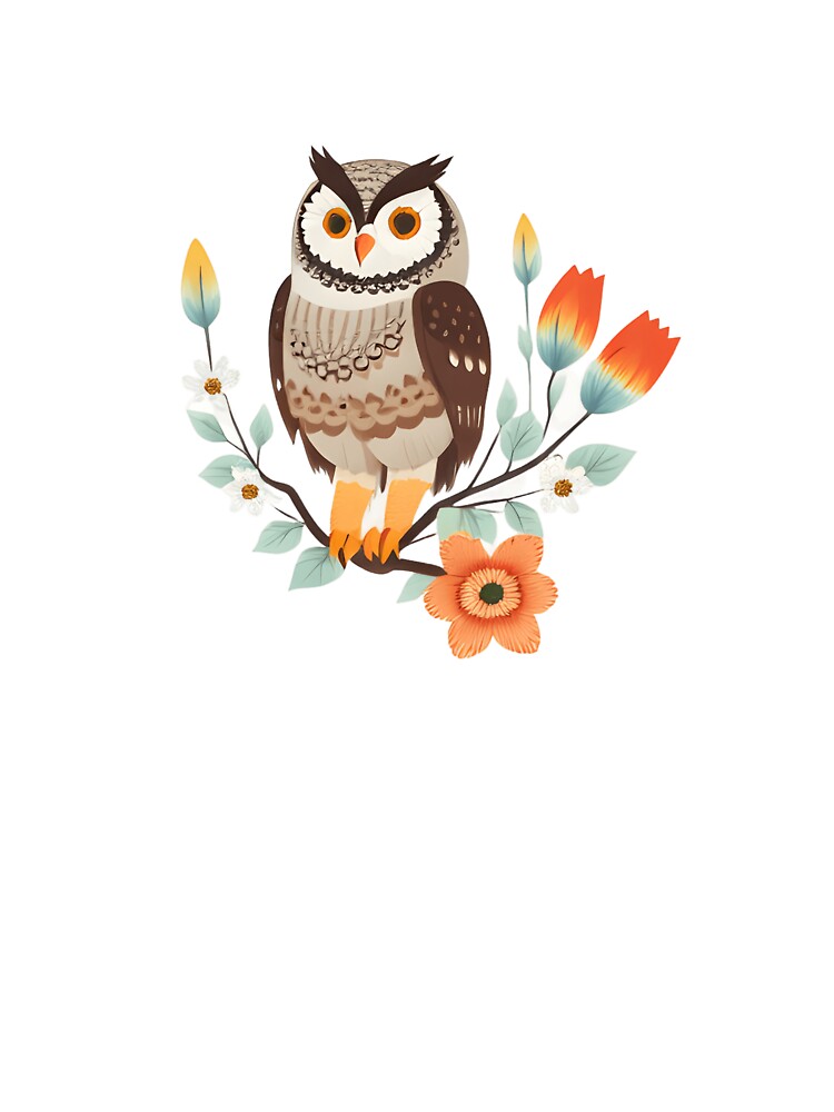 Owl Flower Boho Art by hyggefolkart