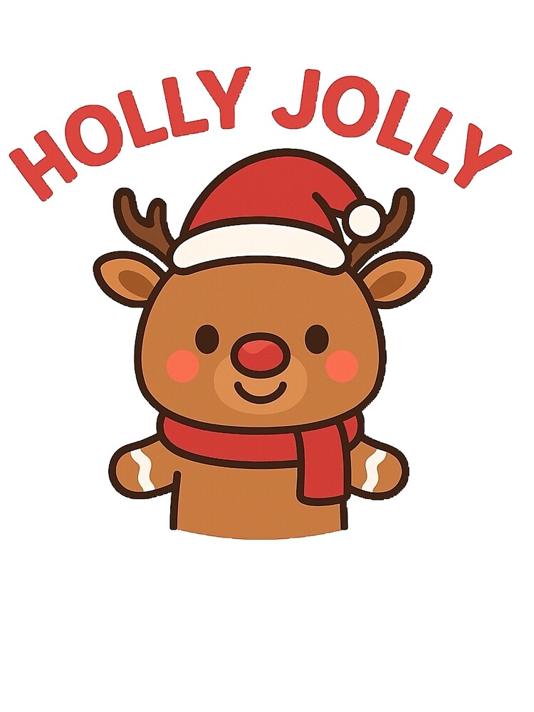 Holly Jolly Reindeer | Cute Kawaii Christmas Rudolph | Festive Holiday Design by StyleLap