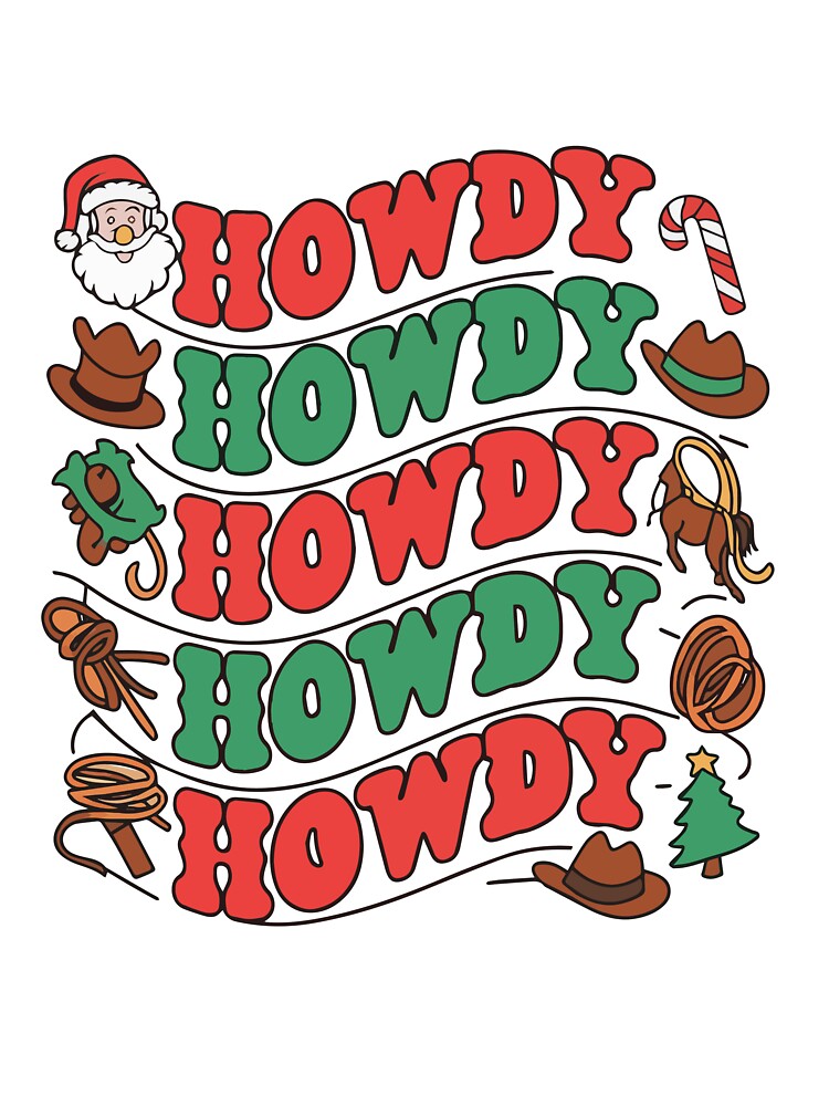 Howdy Christmas Western Girl Southern Country Rodeo Cowgirl Vintage by clothesy7