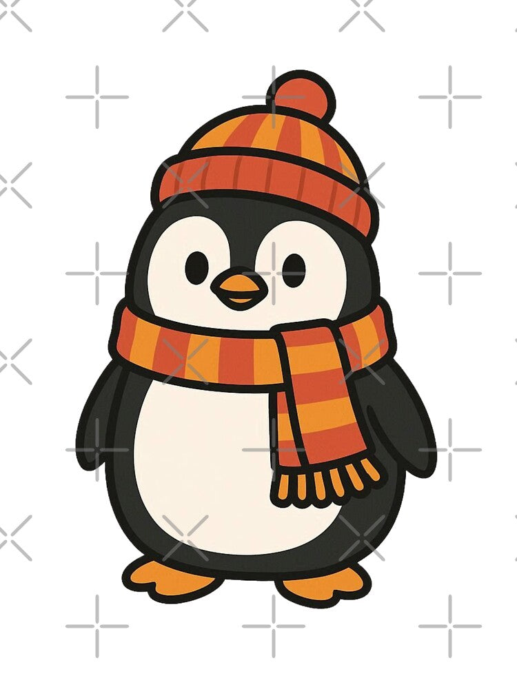 Cozy Penguin in Scarf and Beanie – Winter Animal Cartoon by Confuzz1ed