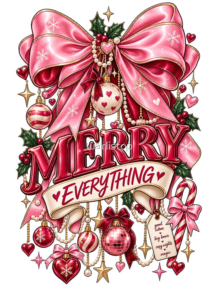 Merry Everything – Pink Coquette Christmas Bow by warlistop