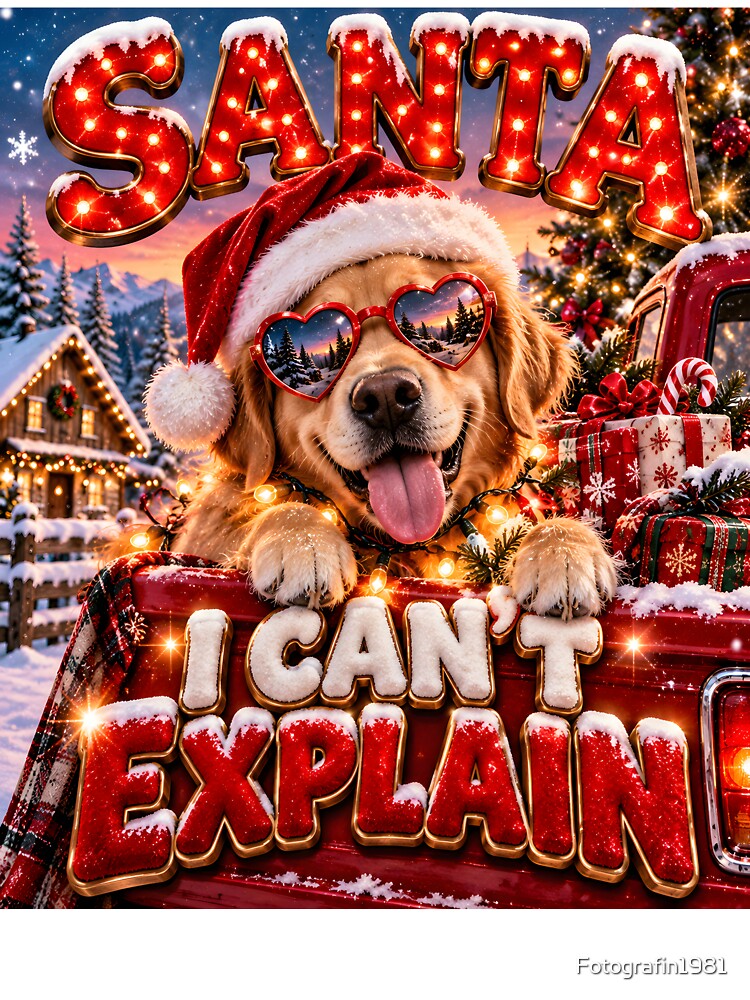 Funny Santa Dog I Can't Explain Christmas Golden Retriever by Fotografin1981
