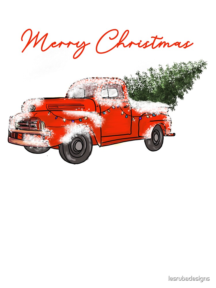 Merry Christmas Vintage Red Truck by lesrubadesigns