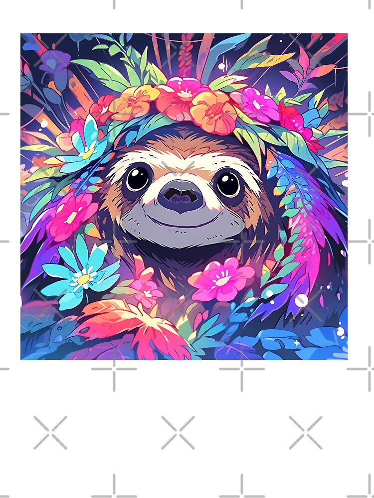 Cute Beautiful Closeup Of Sloth Surrounded By Flowers by TheAnimalZ00