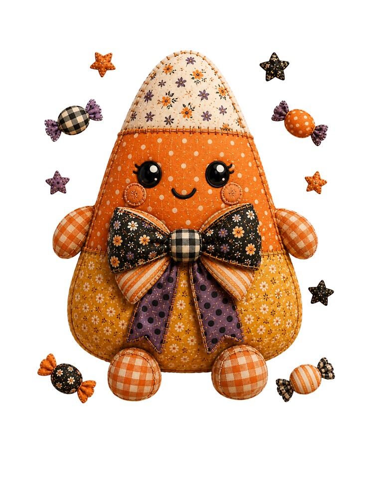 Cute Patchwork Candy Corn | Farmhouse Autumn & Halloween Art by DecoVibe
