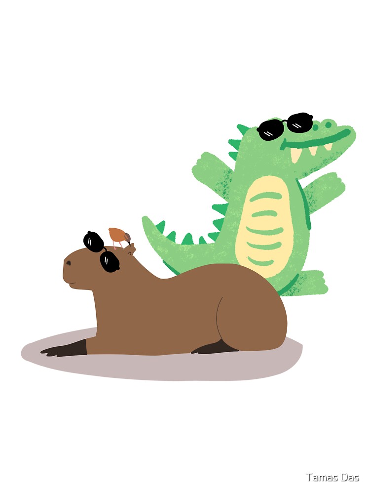 Cool Capybara and Crocodile by Tamas Das