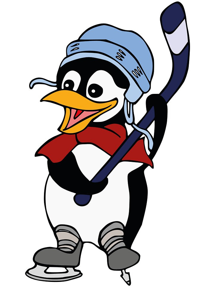 illustration of a penguin playing hockey by Richstd