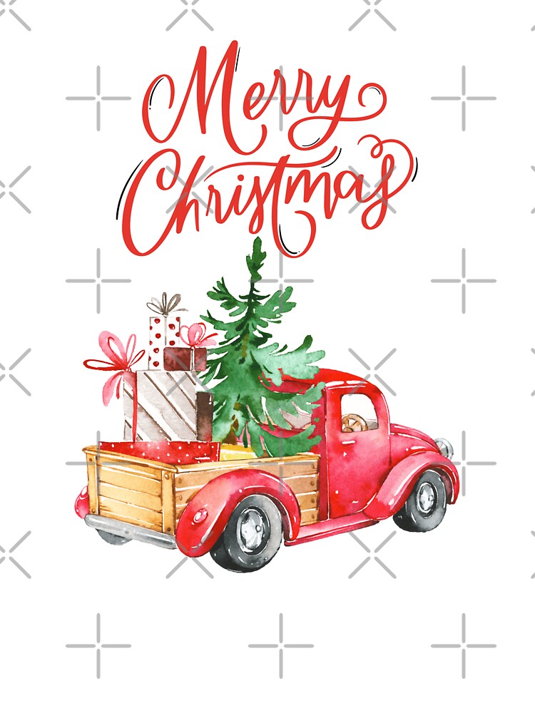Classic Red Truck With Christamas Tree by AJs-Apparel