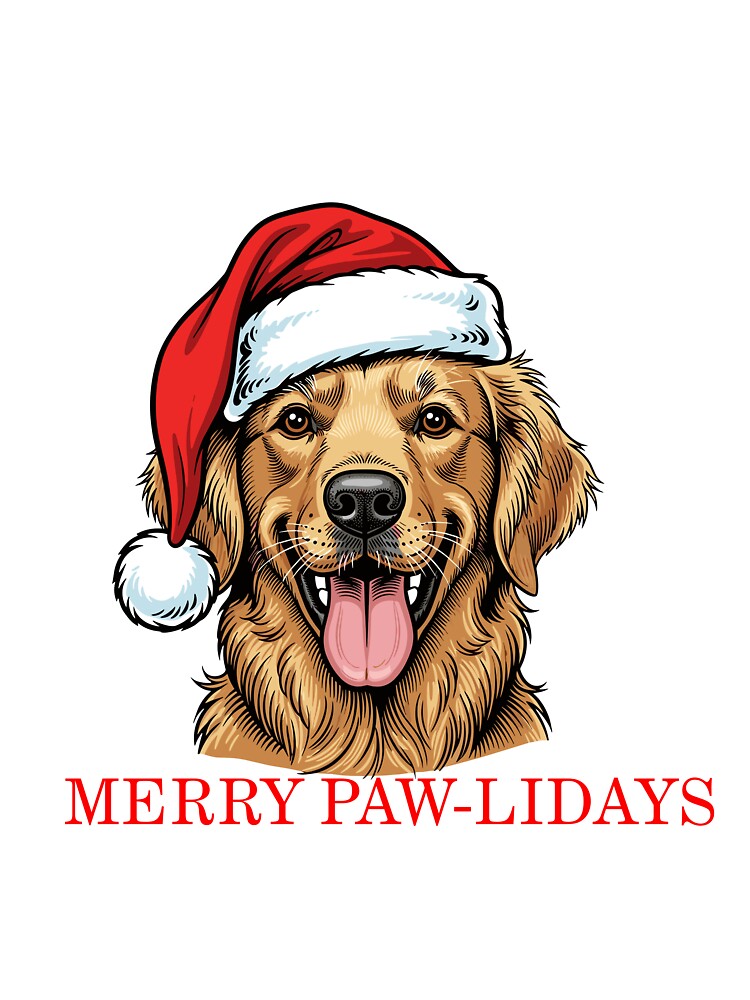 Merry Paw-lidays – Cute Christmas Dog with Santa Hat by LUV PAWSIA