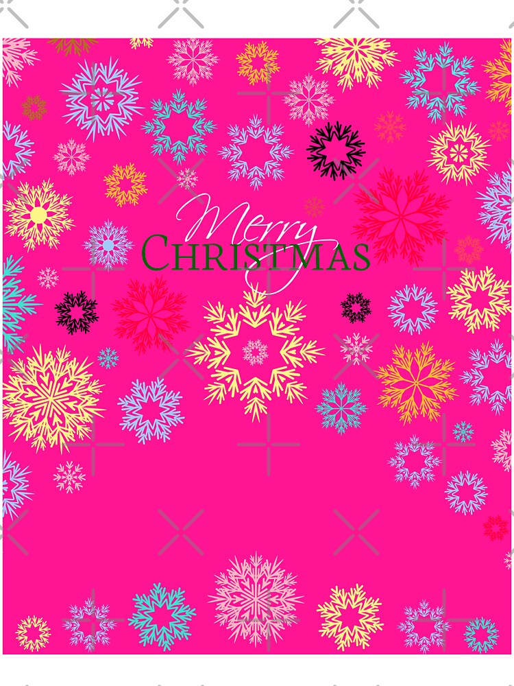 Merry Christmas Deep Pink Multicolored Snowflakes Idea by Ross-Sergey