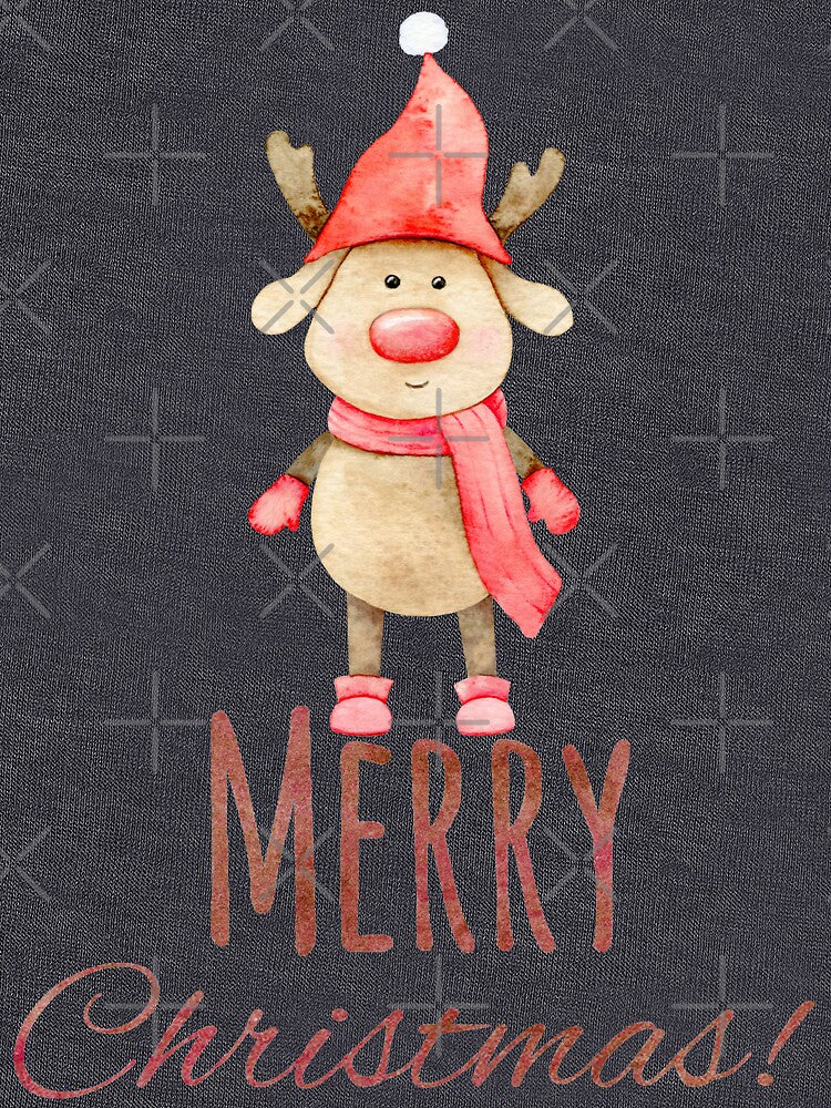 Cute Christmas reindeer wishing Merry Christmas by Brightful Creations