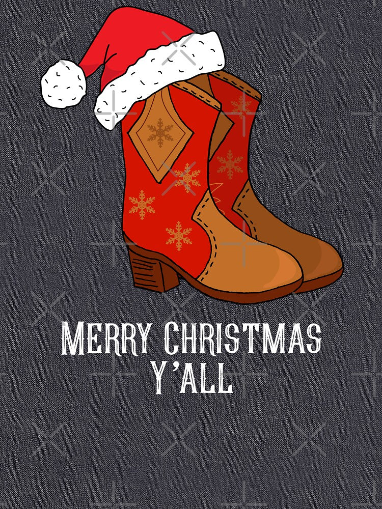Merry Christmas Y'all Red Western Cowboy Boots by HotHibiscus