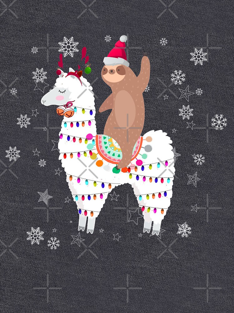 Santa Sloth Riding Llama Reindeer Christmas by mlnana