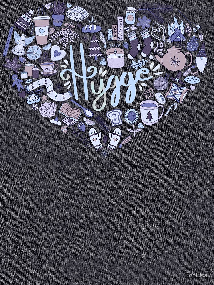 Hygge Doodle Heart - Winter Night & Charcoal by EcoElsa