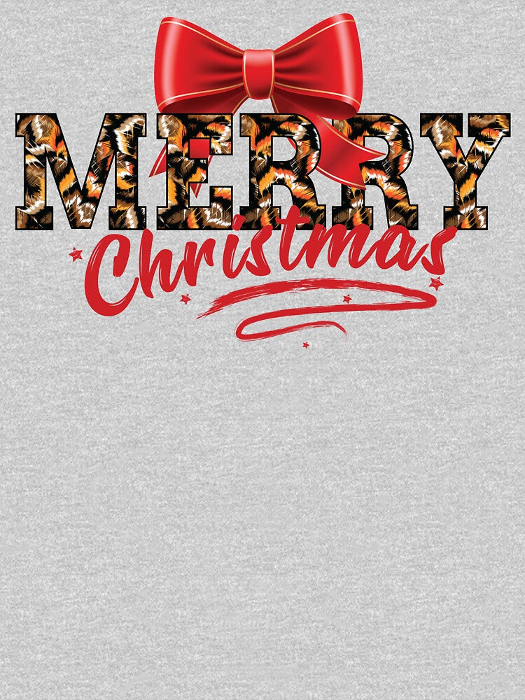 Merry Christmas Leopard Print Red Bow by FastFashionFest