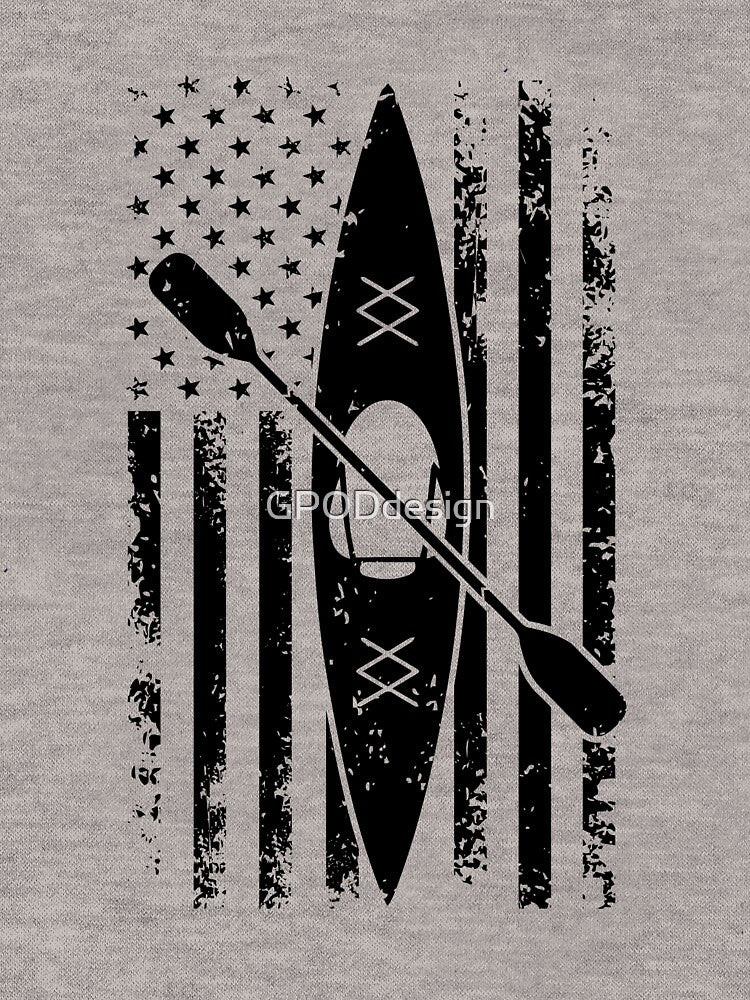 Kayak with American Flag, paddling lover, Lake life by GPODdesign