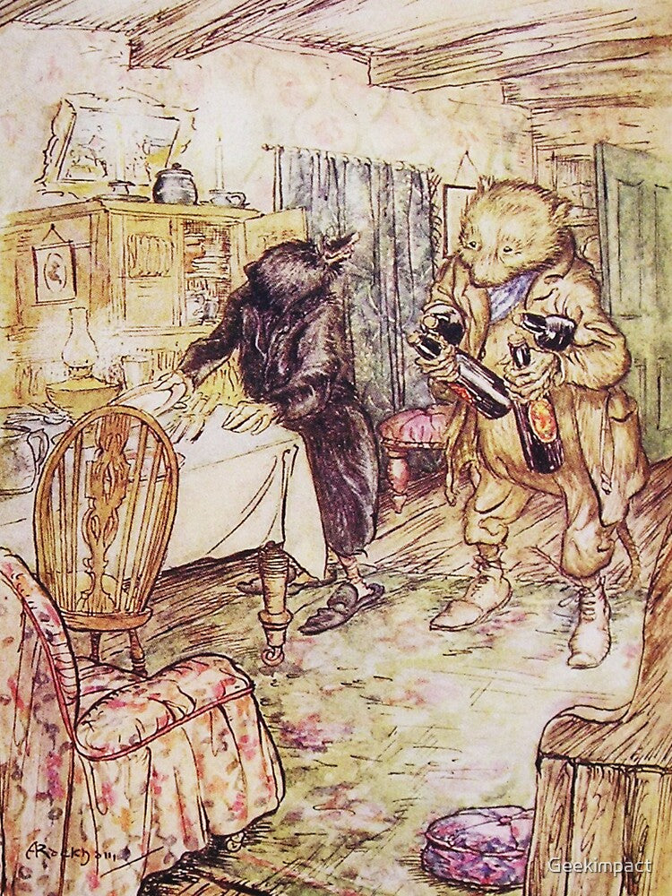 Ratty and Mole Wind in the Willows illustration - Arthur Rackham by Vintage Designs + Unisex