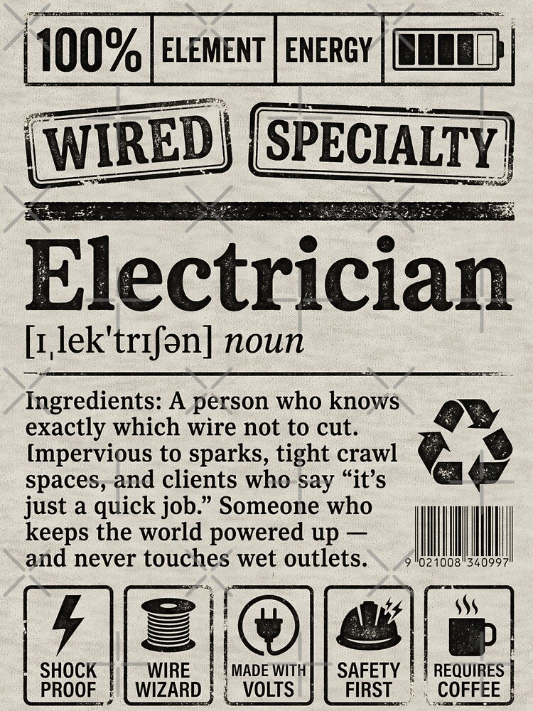 Funny Electrician Definition Label Vintage | Electrician Gift by pretty4u