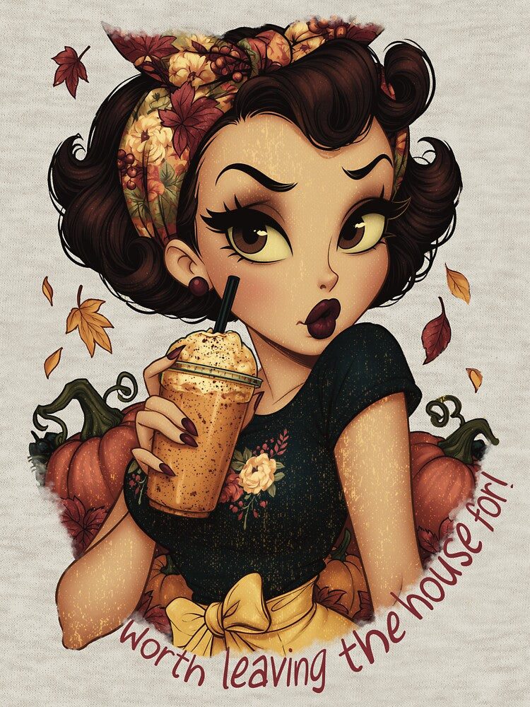 Pumpkin Spice Worth Leaving the House For Funny Fall Autumn Coffee Design by Quietest Riot