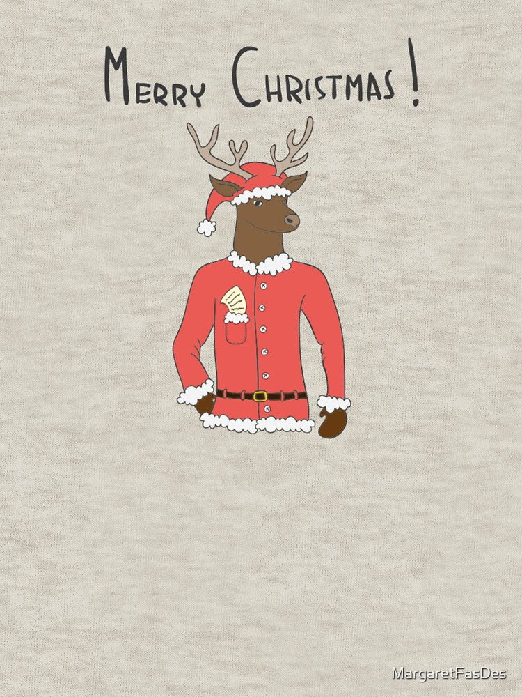 Merry Christmas Cute Black Reindeer by MargaretFasDes
